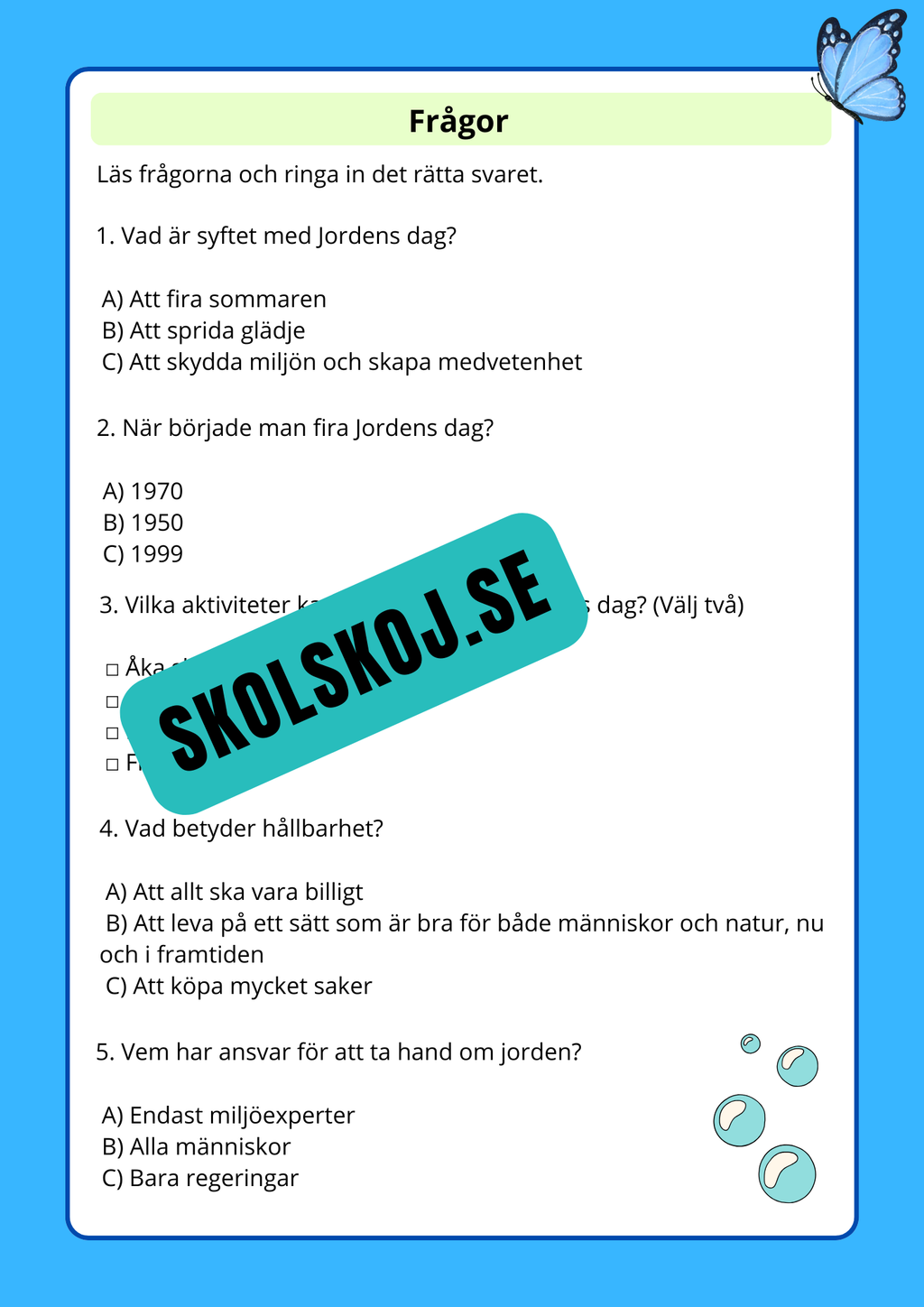 Jordens dag att ta hand om vår planet