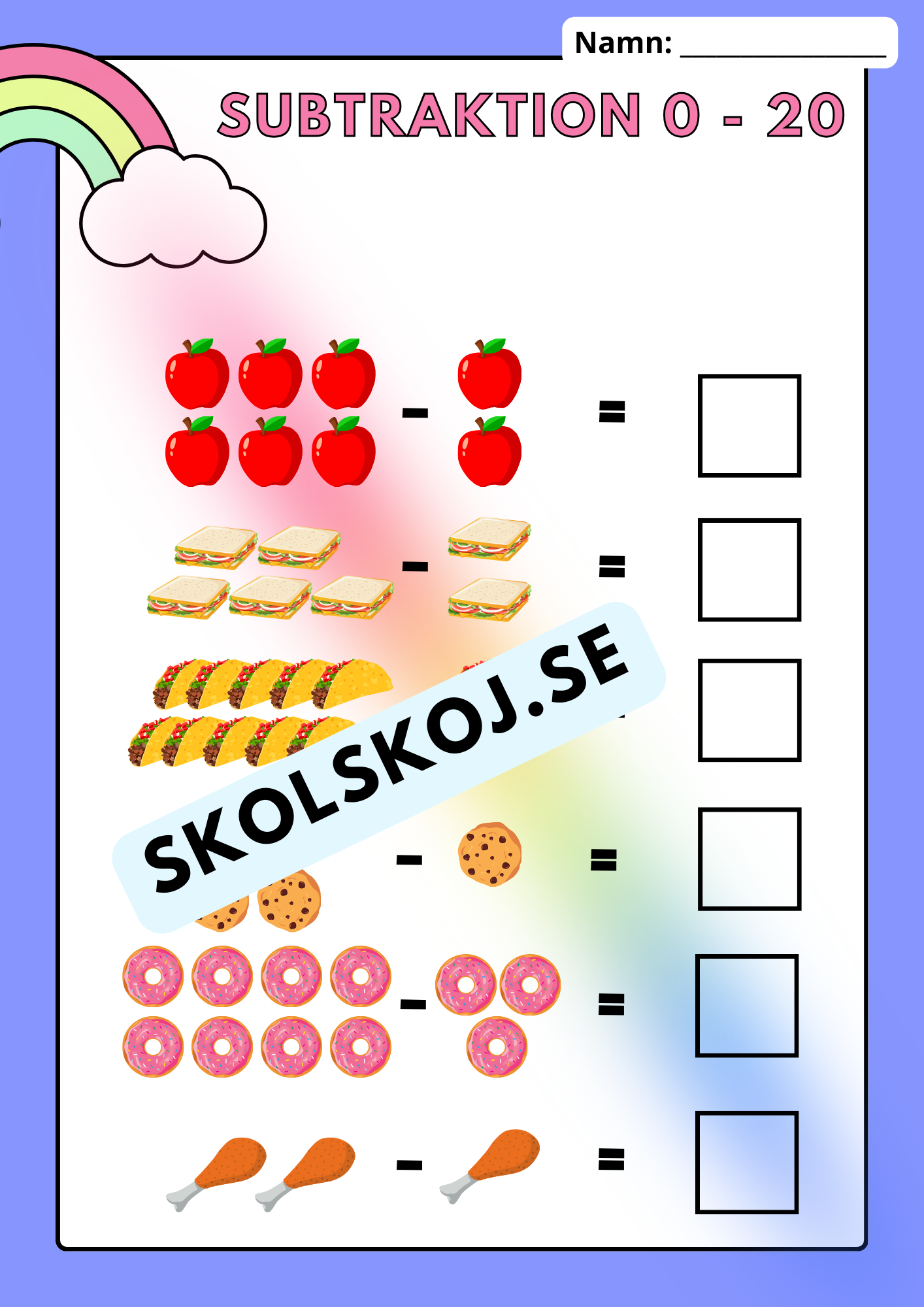 Addition och subtraktion - 0 - 20 - Häfte
