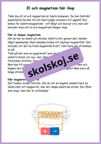 Krafter i el och magneter + frågor - Åk 4 - 6