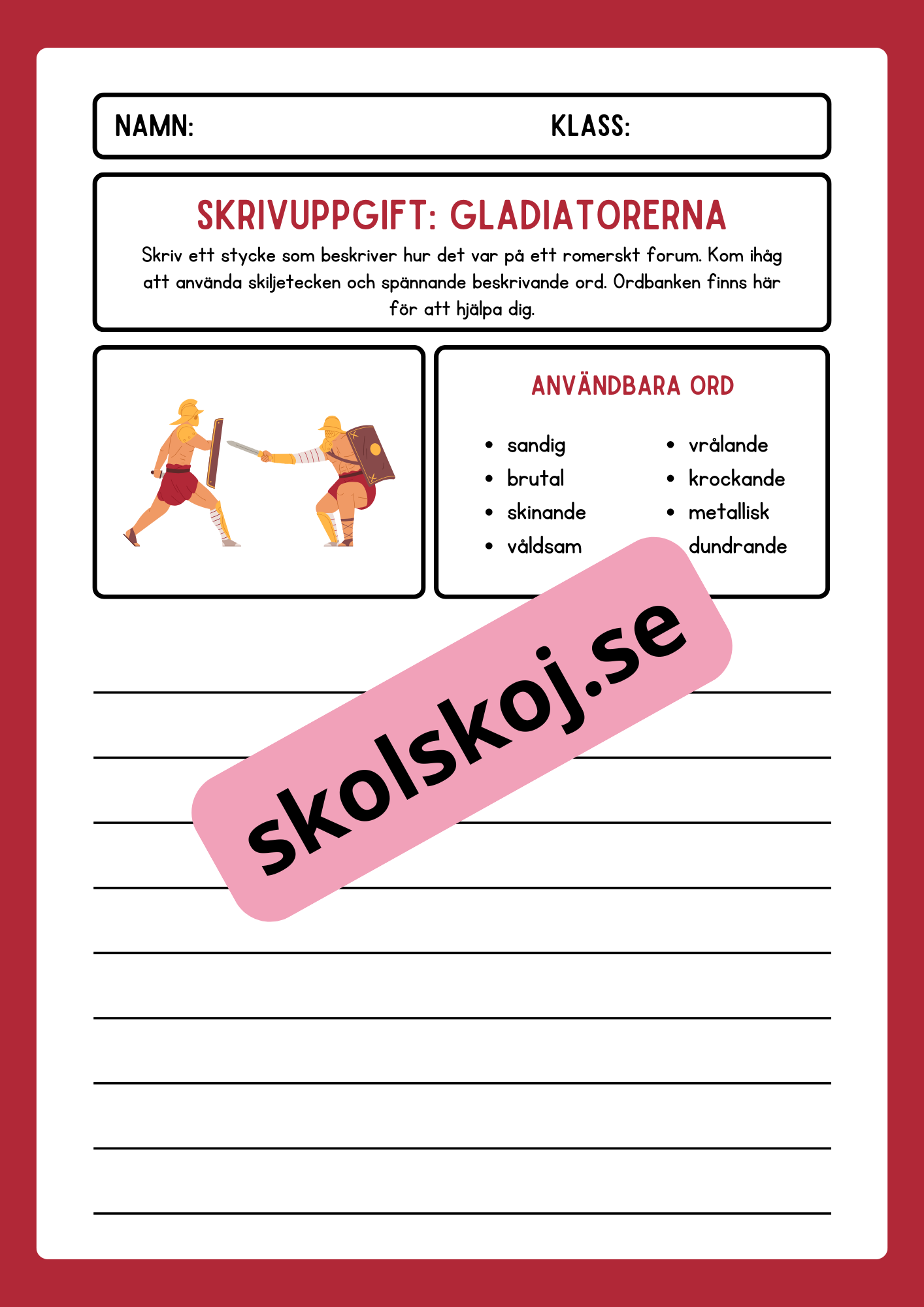 Skrivuppgifter - Hafte - arskurs 3 - 6