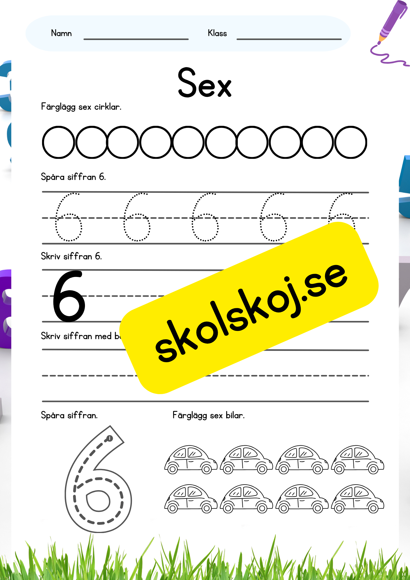 Skriv siffrorna 1–10 – Fk - Åk 2