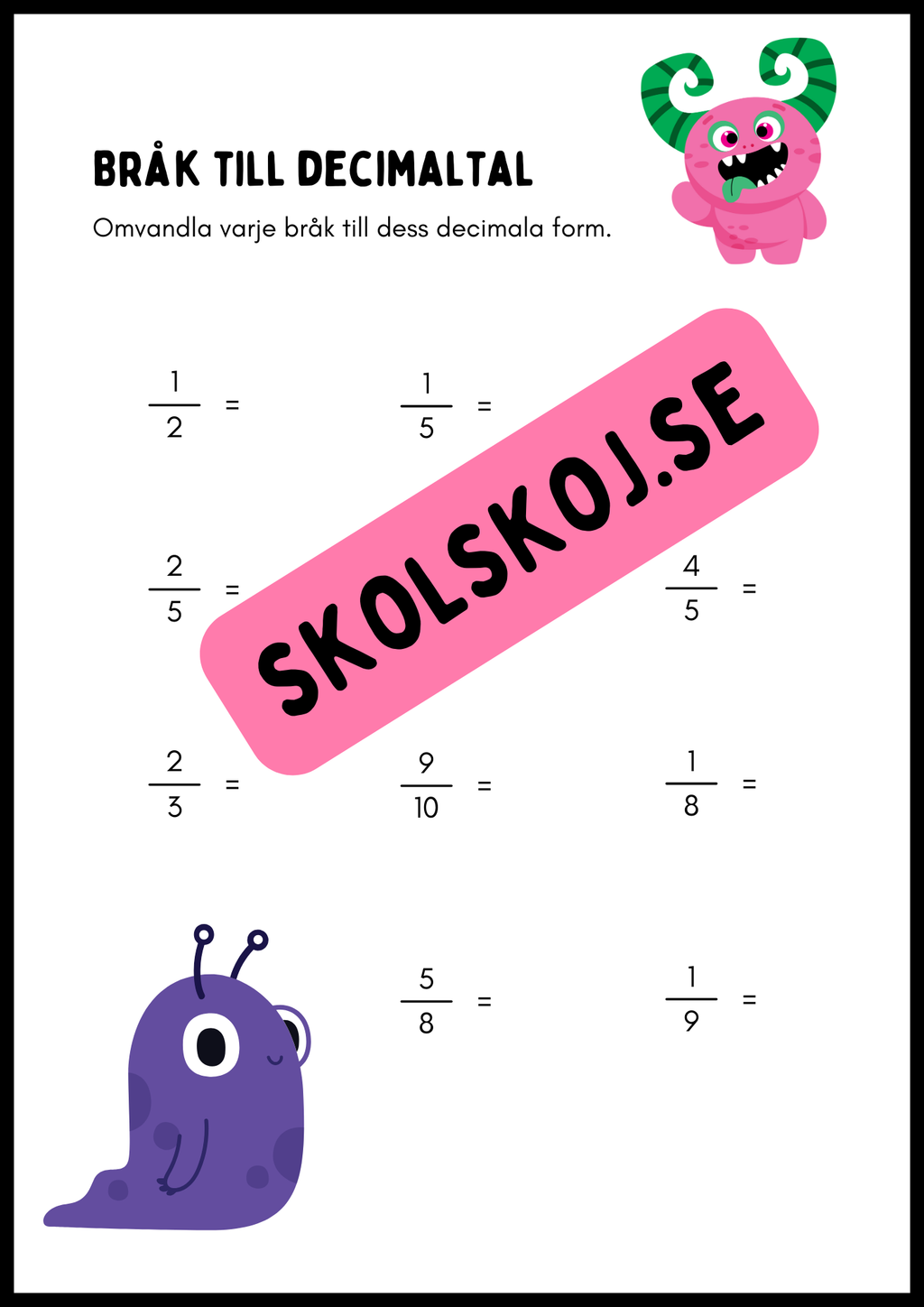 Bråk- och decimaltal - Årskurs 4 - 5