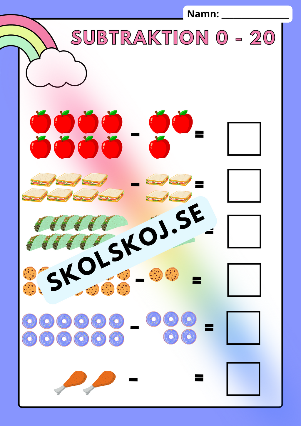 Addition och subtraktion - 0 - 20 - Häfte