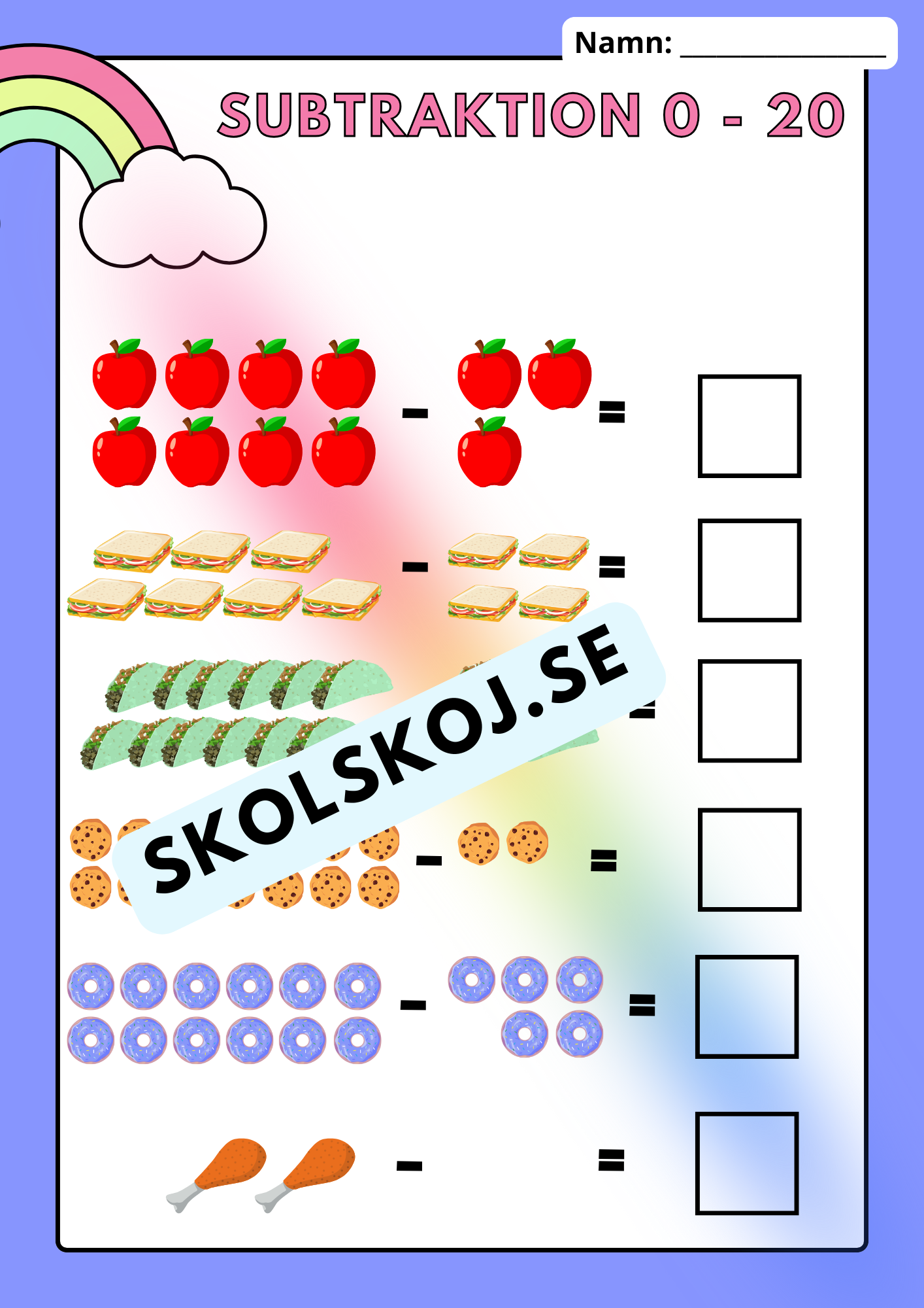 Addition och subtraktion - 0 - 20 - Häfte