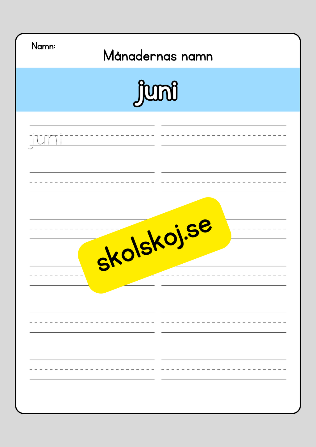 Lär dig skriva månadernas namn