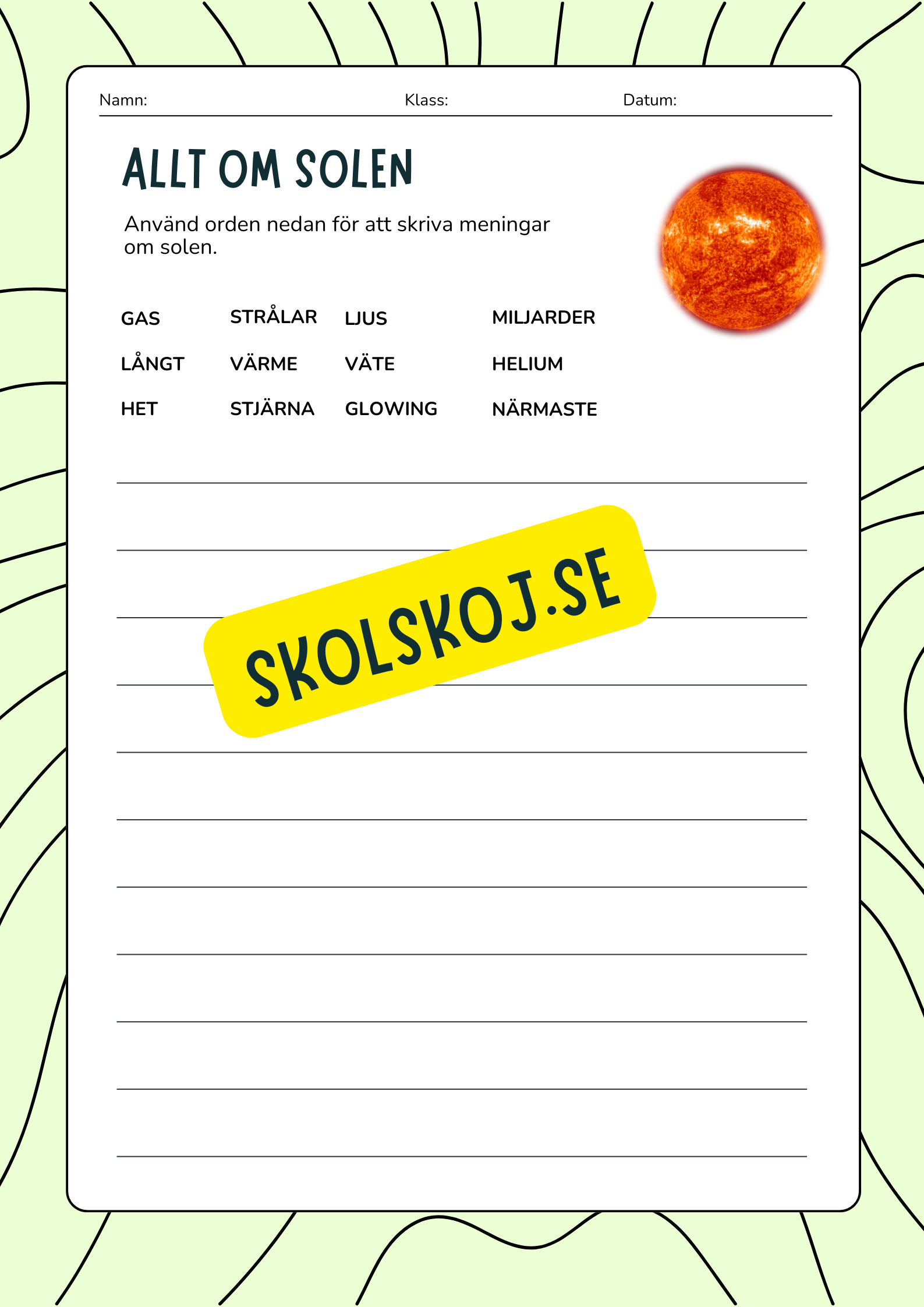Vi lär oss om solen - Årskurs 3 - 6 - Häfte