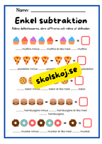 Enkel subtraktion - Förskoleklass - Årskurs 1