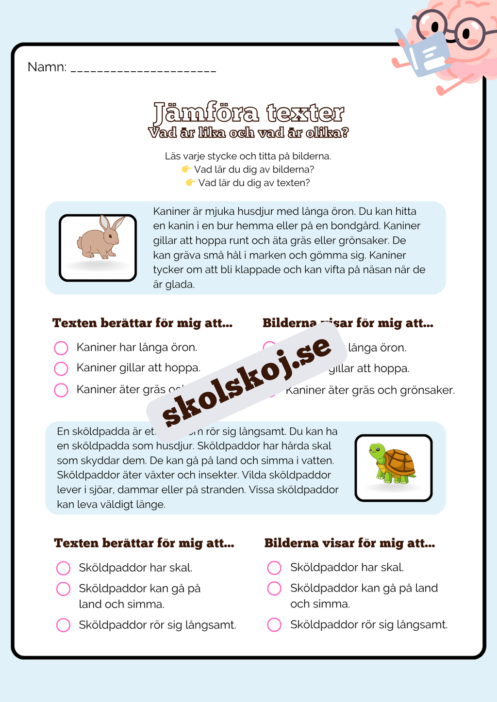 Jämföra texter - Årskurs 2 - 4
