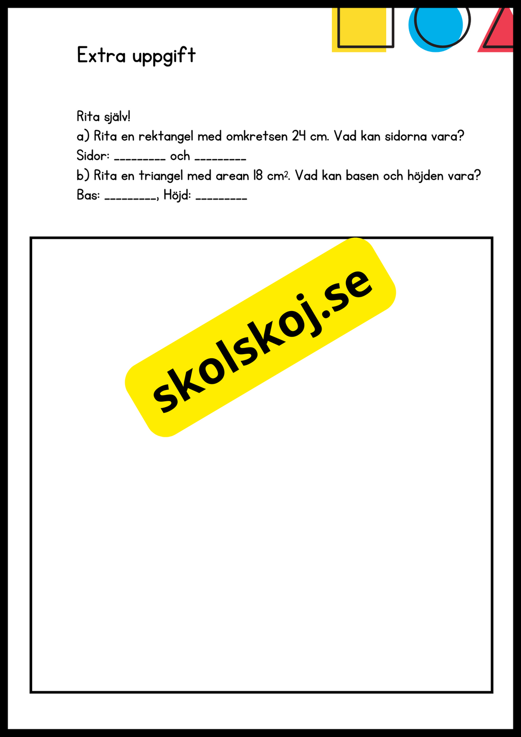 Geometri för årskurs 6 - Blandade uppgifter