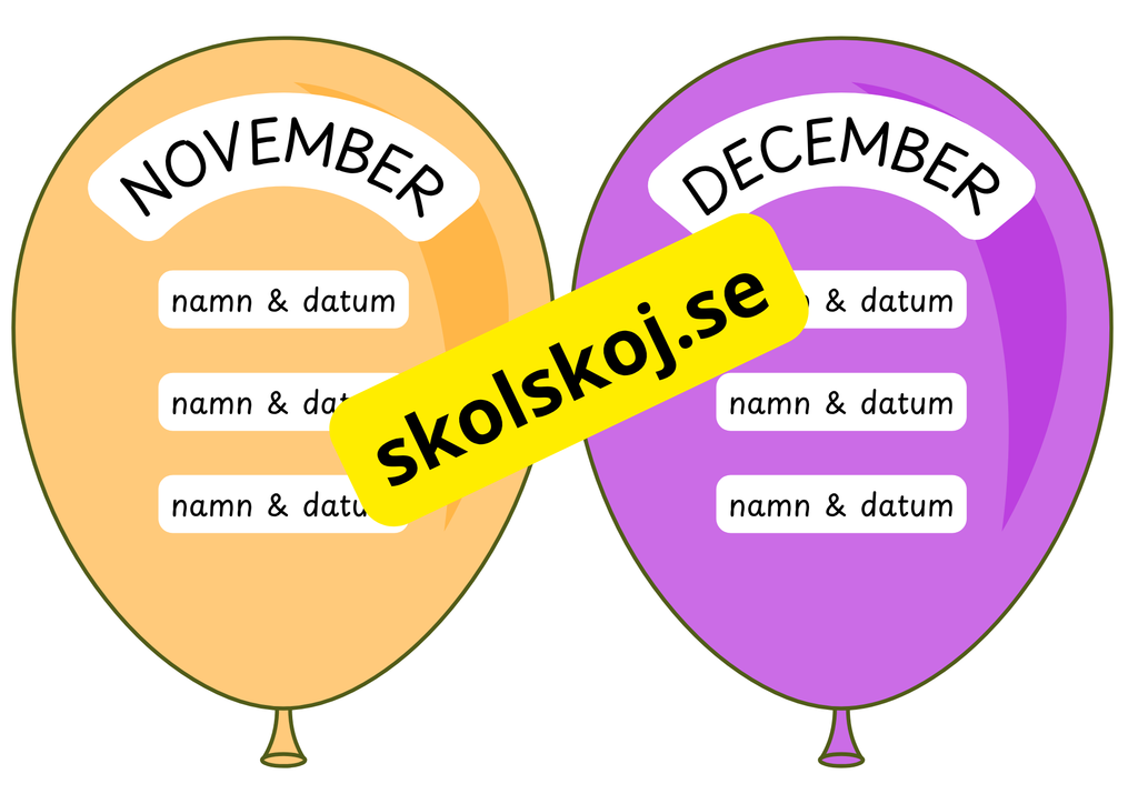 Födelsedagsballonger - A5 storlek - Redigerbara