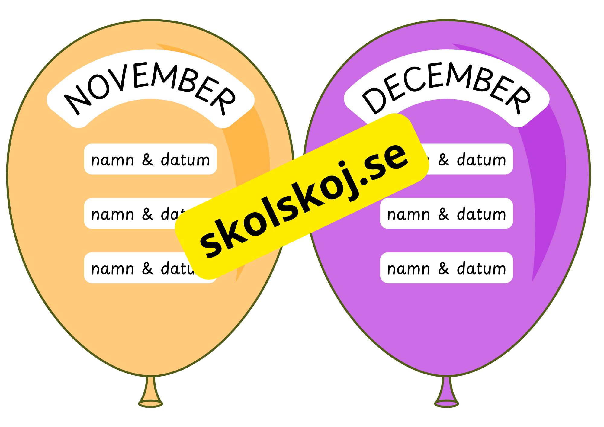Födelsedagsballonger - A5 storlek - Redigerbara