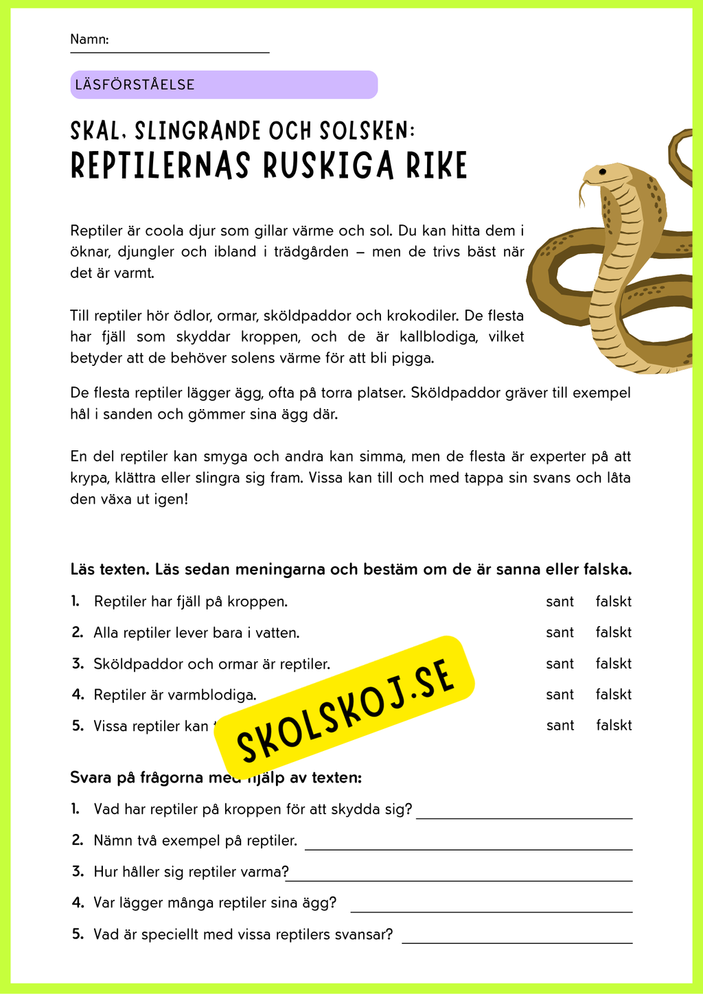 Djurens värld – Läs och lär