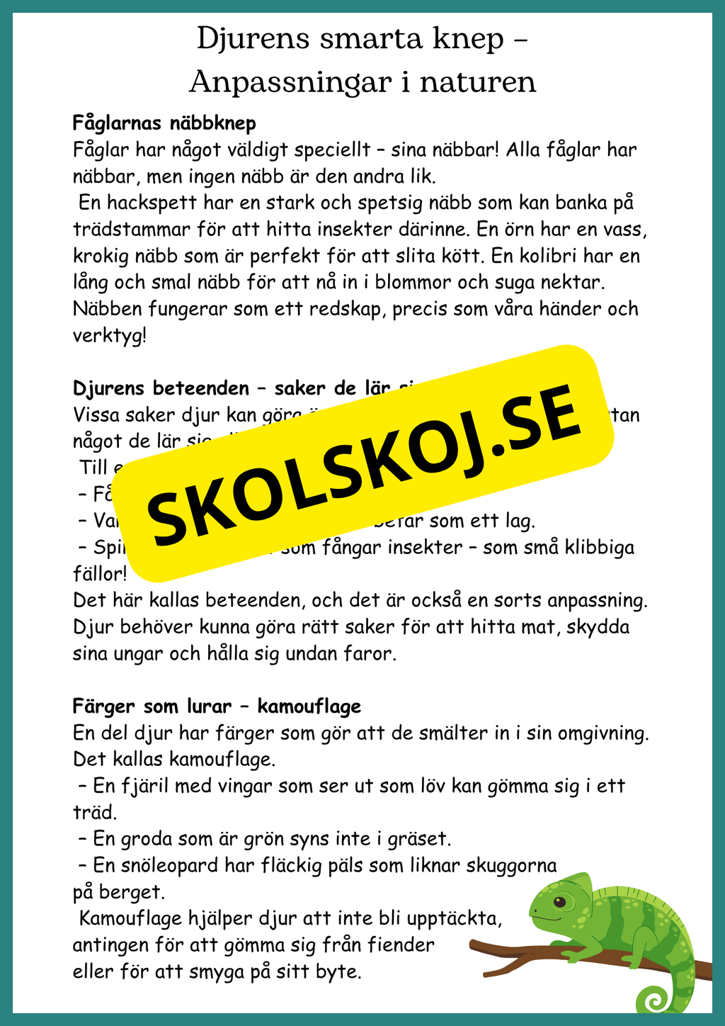 Djur och natur - Årskurs 4 - 6