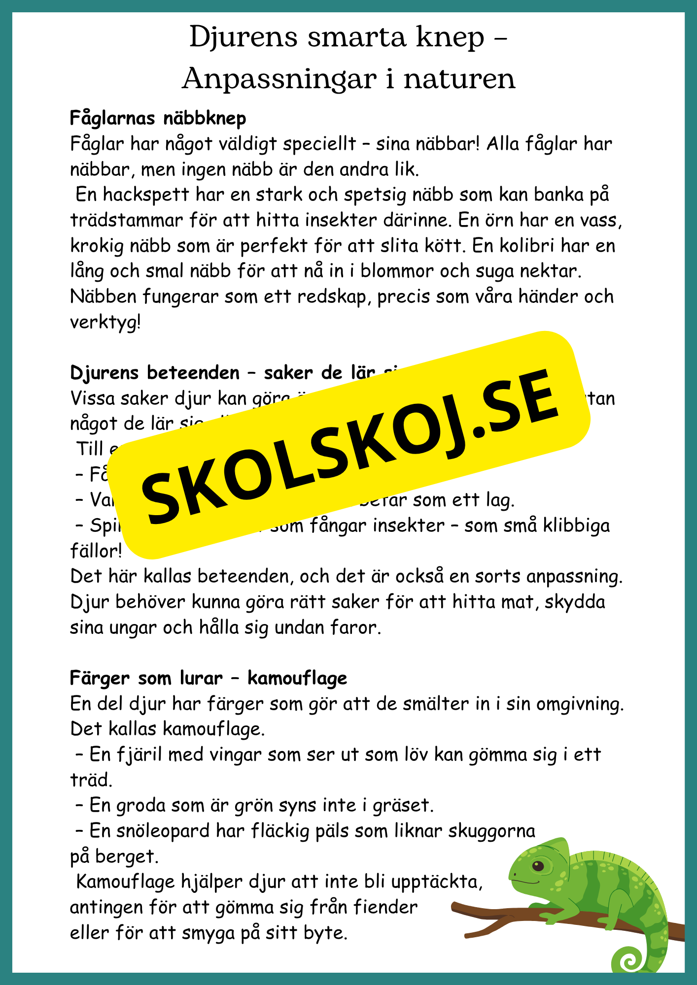 Djur och natur - Årskurs 4 - 6