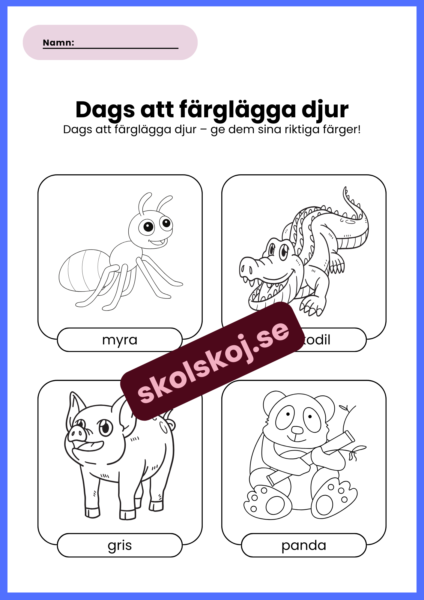 Dags att färglägga djur