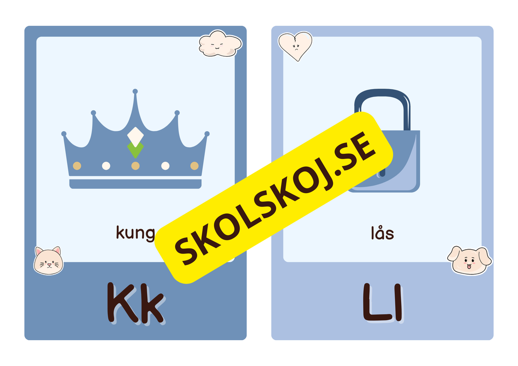 Roliga och söta bokstavskort i glada färger