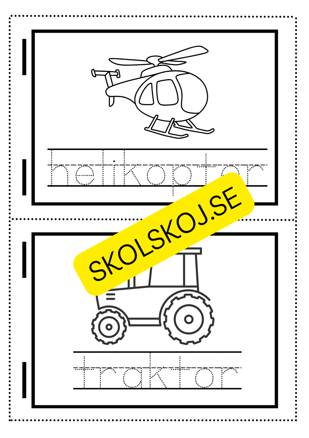 Min skrivbok - Tema fordon
