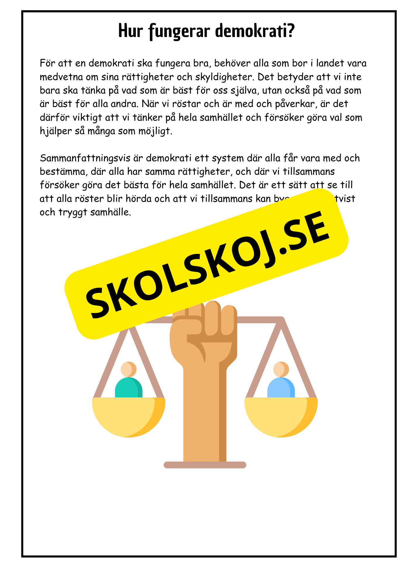 Vad är demokrati? - Årskurs 4 - 6 (18 sidor)
