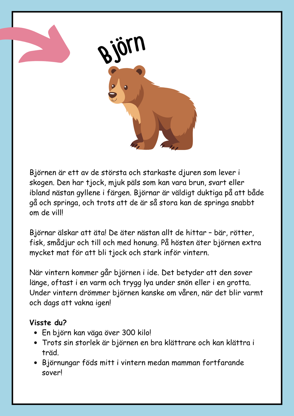 Skogens djur - Fakta och läsförståelse (19 sidor)
