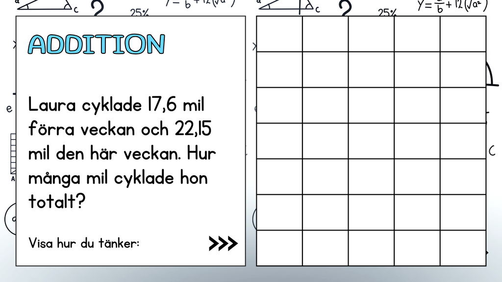 Problemlösning - Addition & subtraktion - Decimalform - Åk 5 - 6
