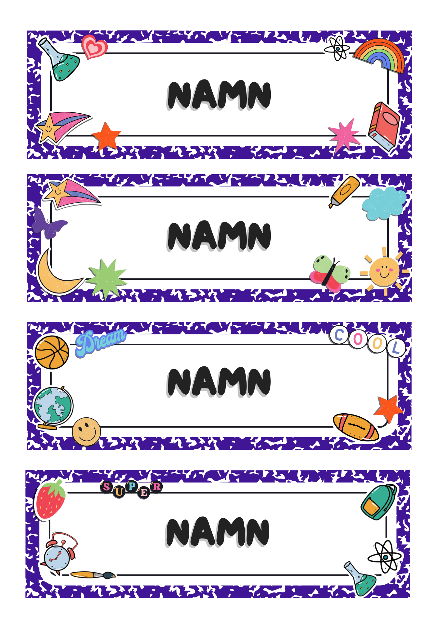 Häfte - Namnlappar - Redigerbara Powerpoint