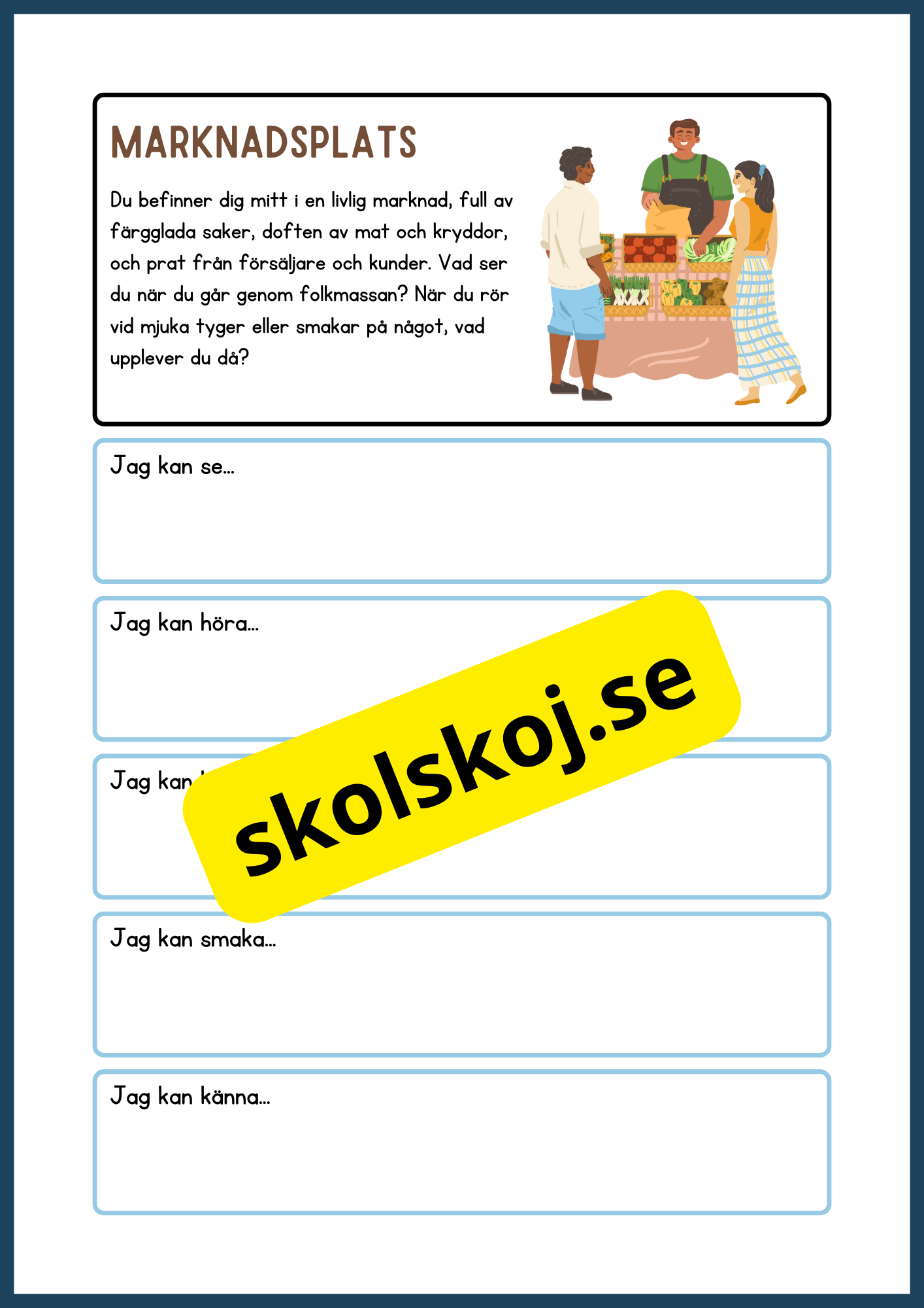Skrivuppgifter - Använd dina sinnen för att utforska naturen