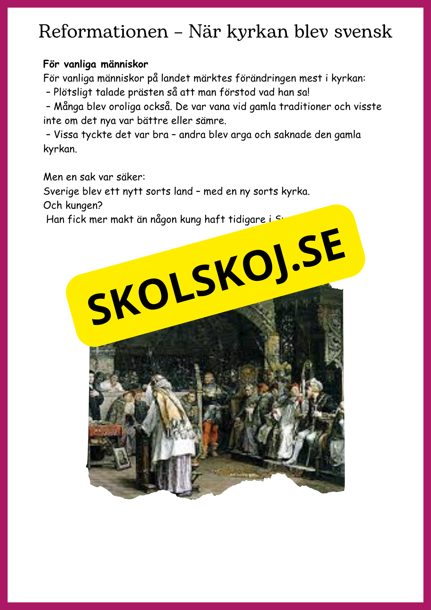 Vasatiden - Kungar, krig och vardagsliv - Årskurs 4 - 6