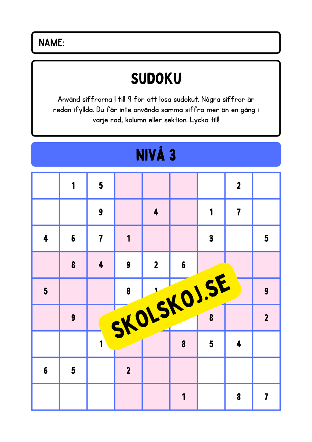 Sudoku matematik + Facit