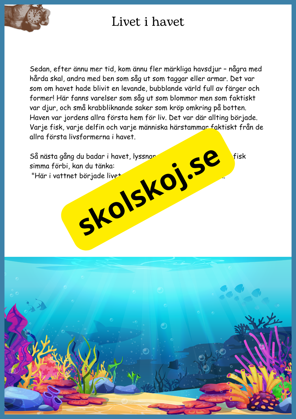 Livets fantastiska resa på jorden - Fakta + frågor - Åk 4 - 6