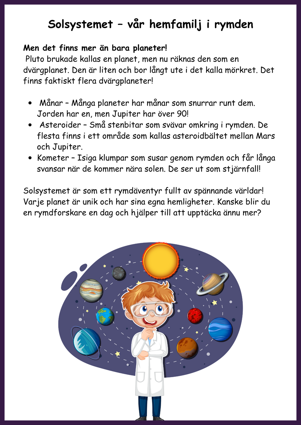 Upptäck rymden - Fakta - Årskurs 4 - 6