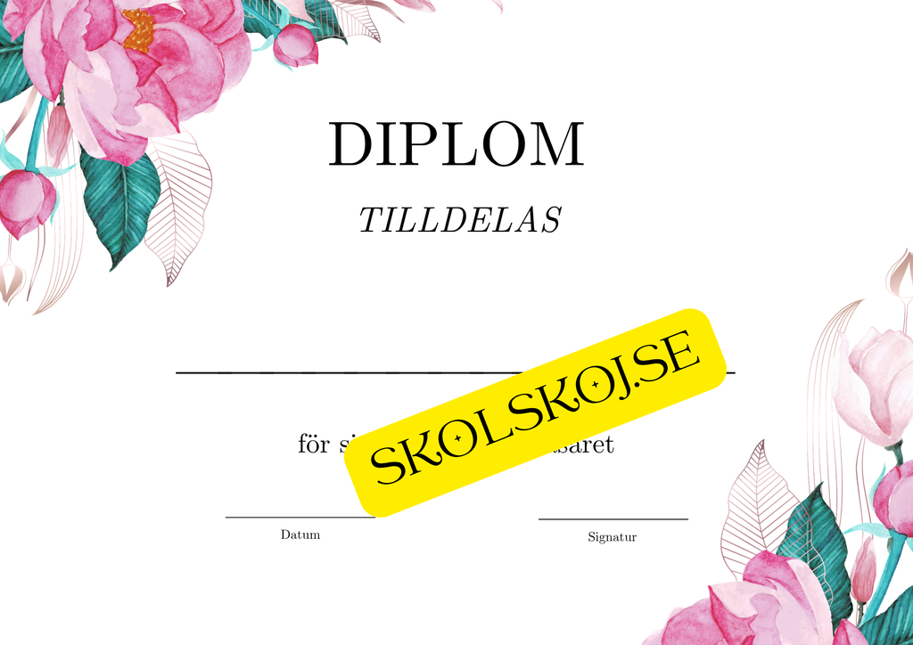 Sju olika diplom - Skolavslutning (A5 format)