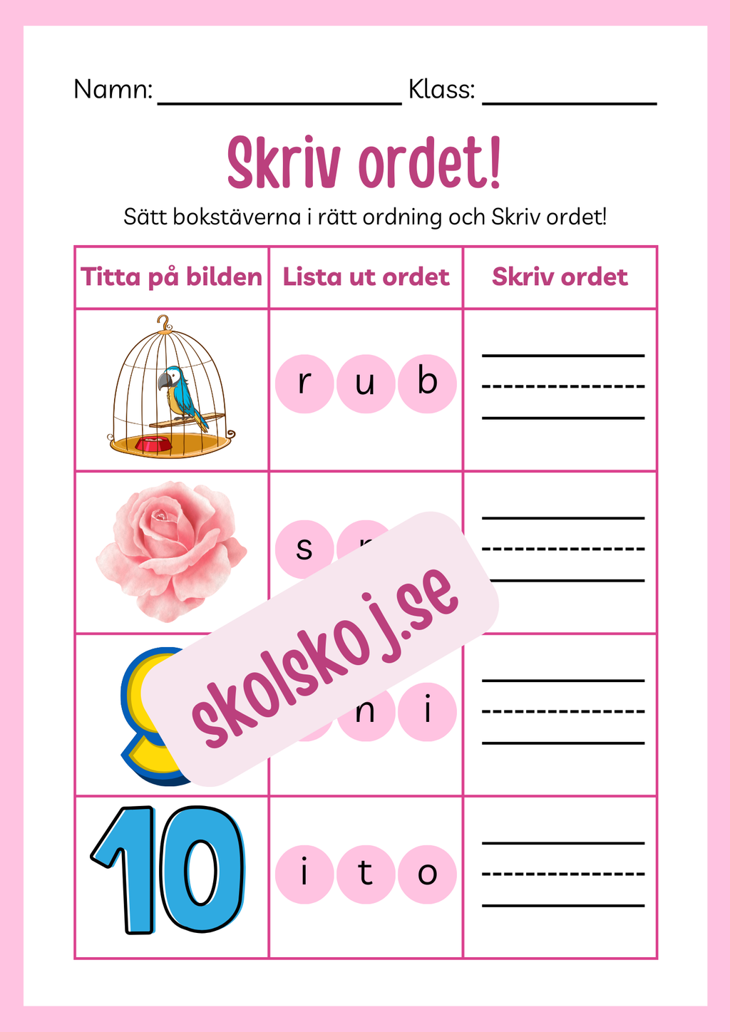 Häfte - Skriv ordet