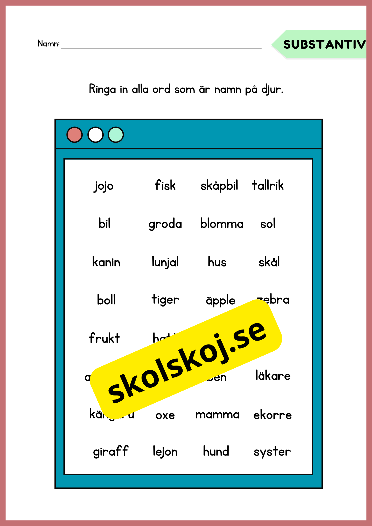 Träna på substantiv - Häfte
