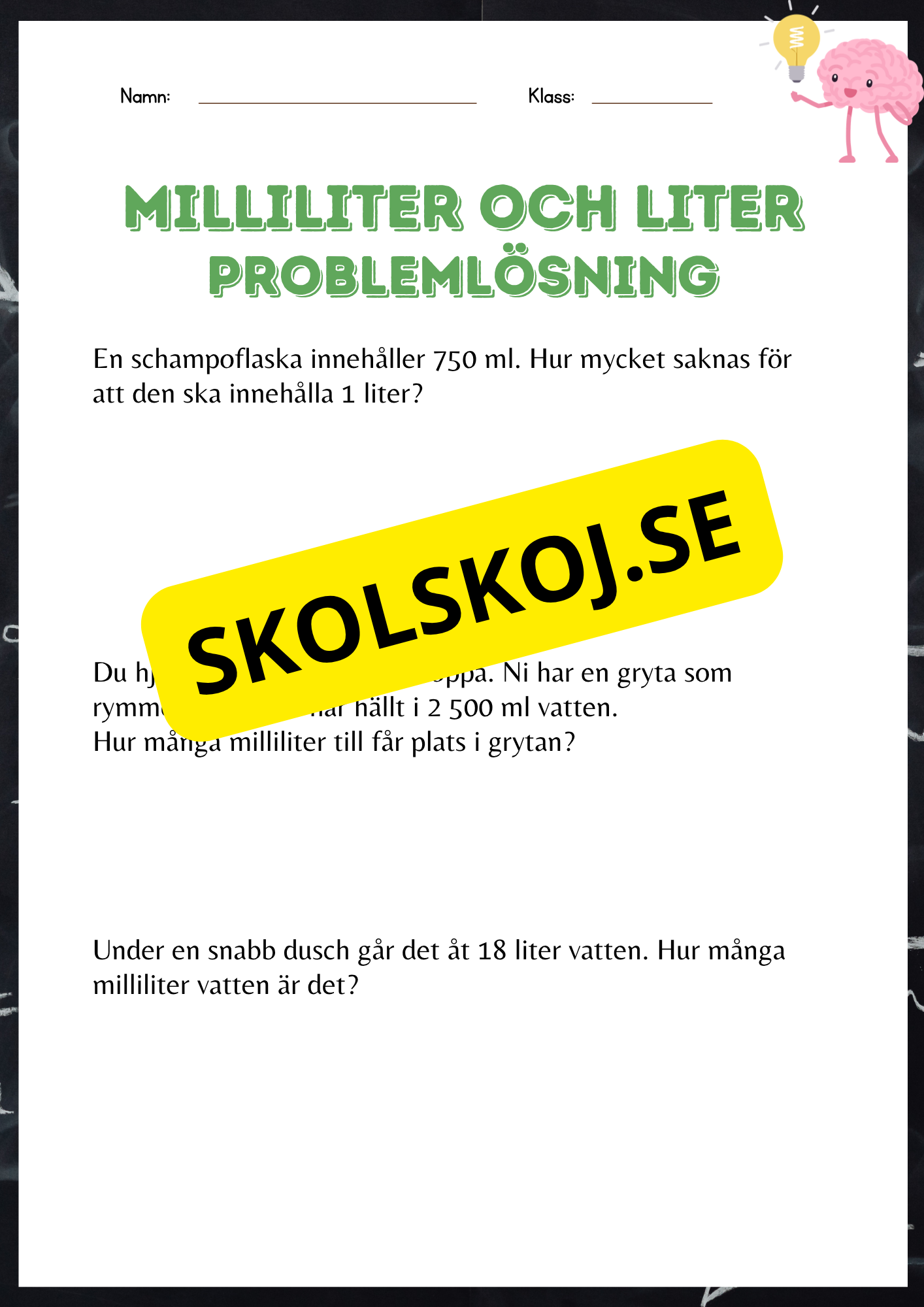 Milliliter och liter - Häfte