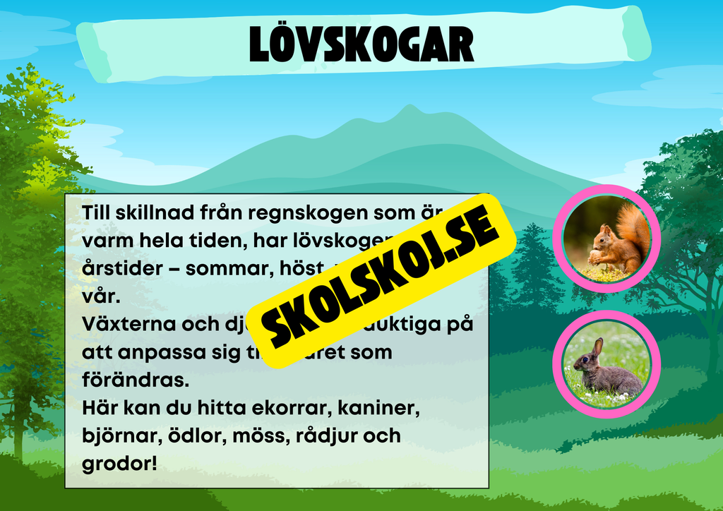 Kort fakta om naturmiljöer och djurens hem + frågor