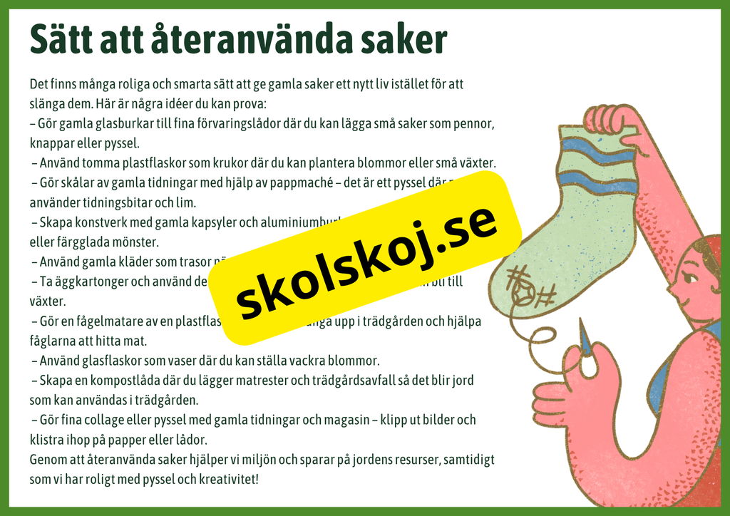 Minska Återanvänd Återvinn - Fakta + frågor