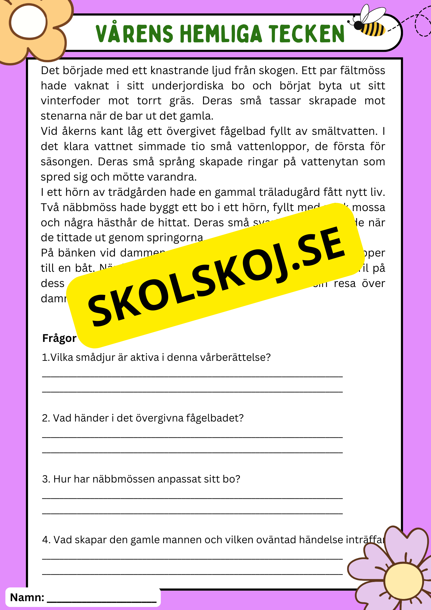 Vårens 10 hemliga världar – Läsförståelse och naturupptäckter - Åk 3 - 6