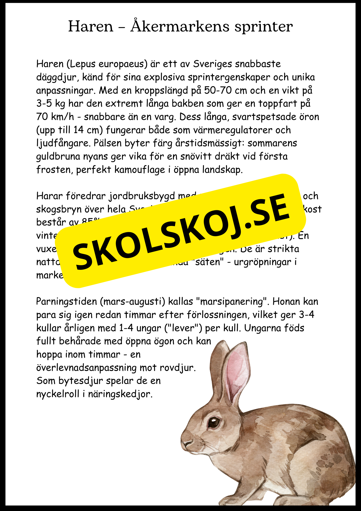 Sveriges landskapsdjur - Häfte - Årskurs 4 - 6 (17 sidor)