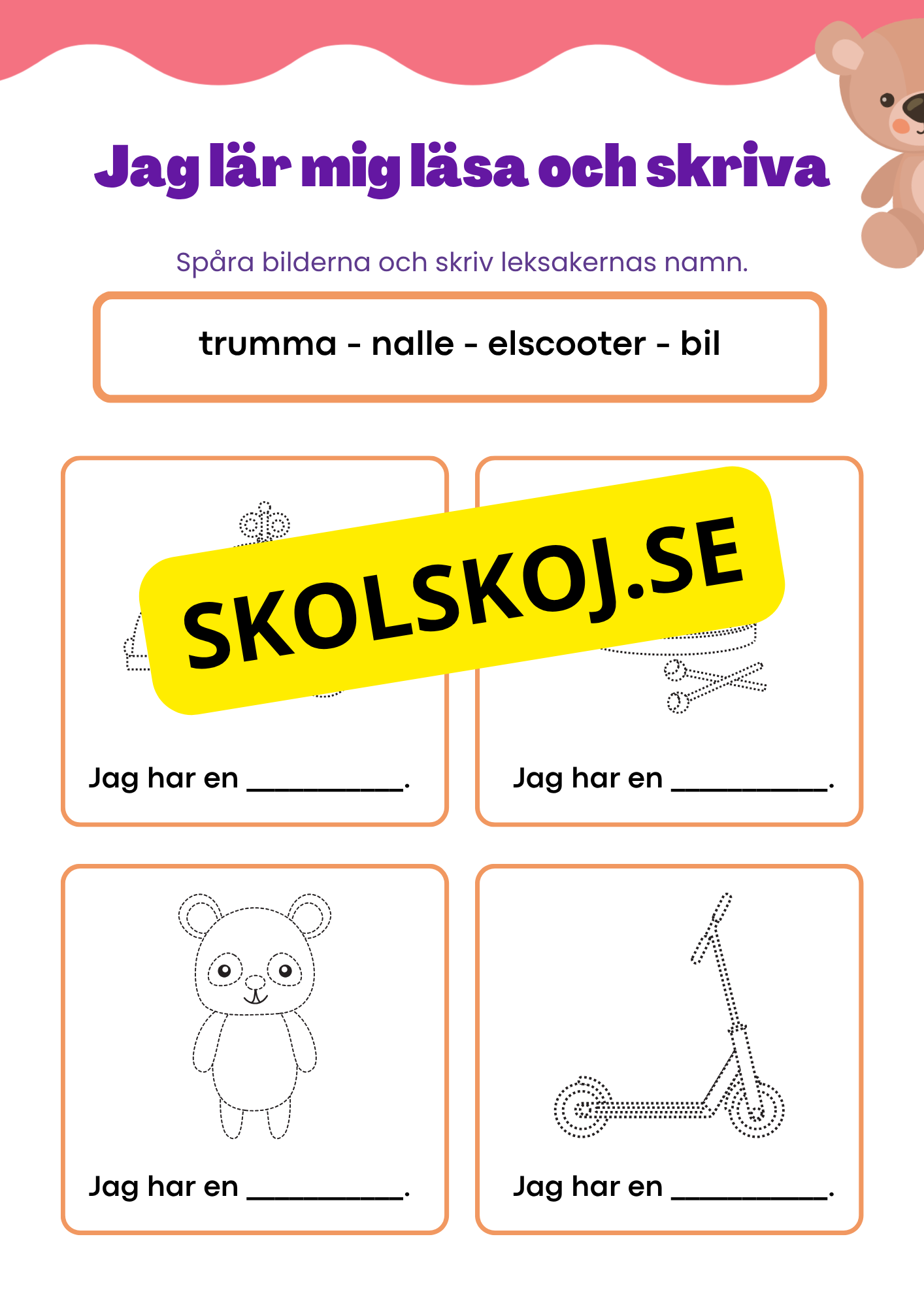 Jag lär mig läsa och skriva - Tema: Leksaker
