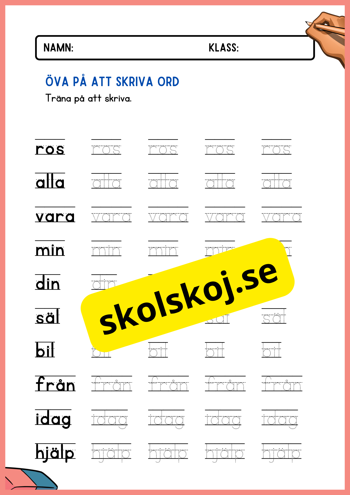 Öva på att skriva ord - Häfte
