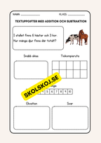 Textuppgifter med addition och subtraktion - Årskurs 2 - 3