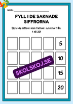 Fyll i de saknade siffrorna - 1 - 20