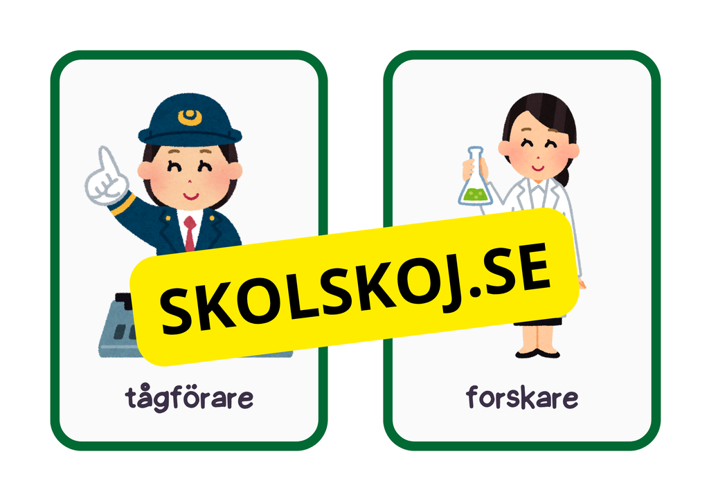 Flashkort - Tema yrke - A5 format