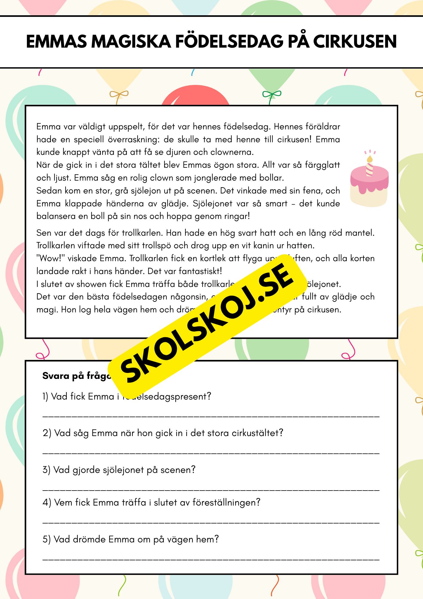 Läsuppgift med olika texter och teman - Årskurs 3 - 4