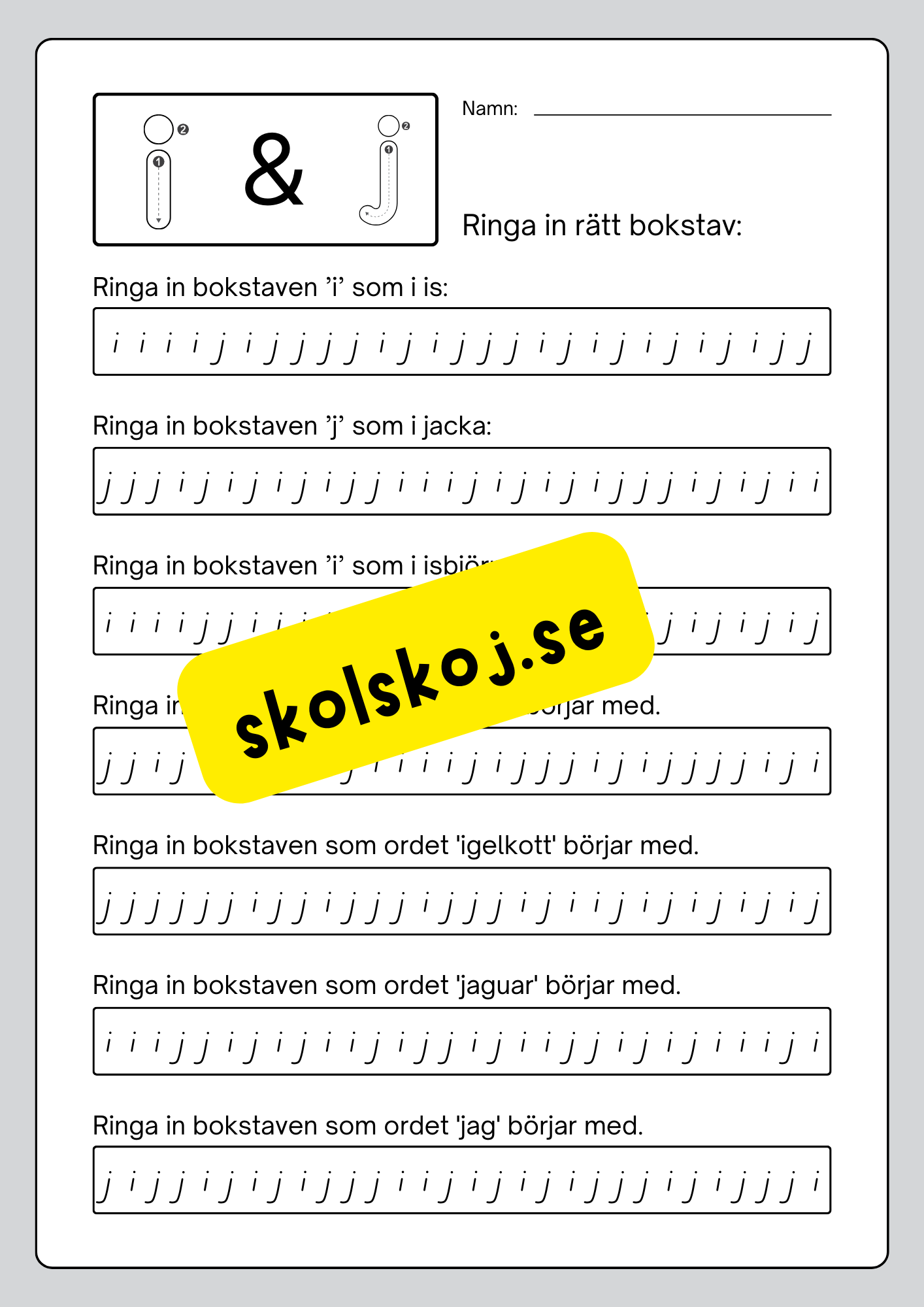 Vi tränar bokstäverna: bdpqftnmij