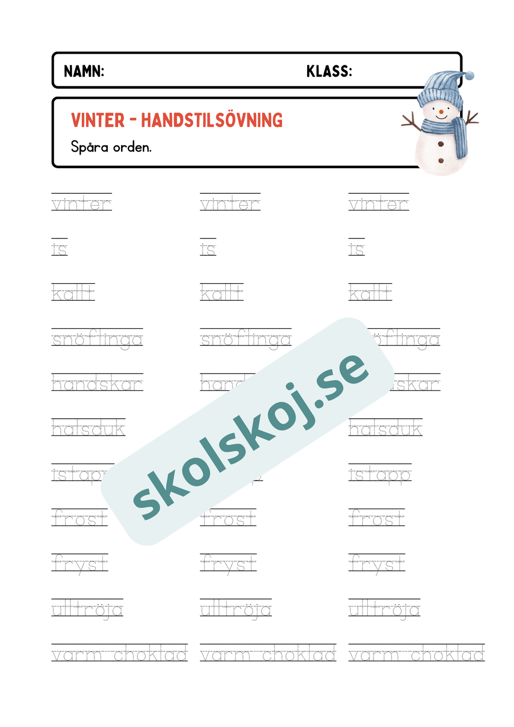 Handstilsövningar - Häfte