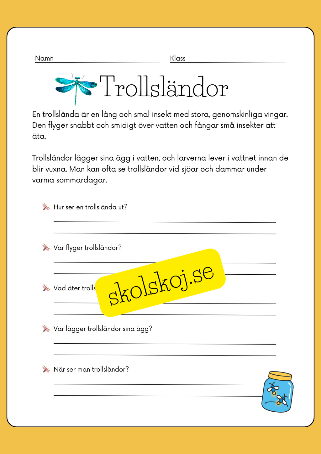 Enkel läsförståelse - Tema insekter