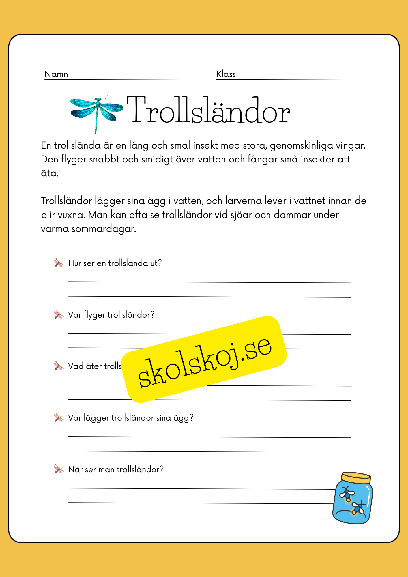 Enkel läsförståelse - Tema insekter