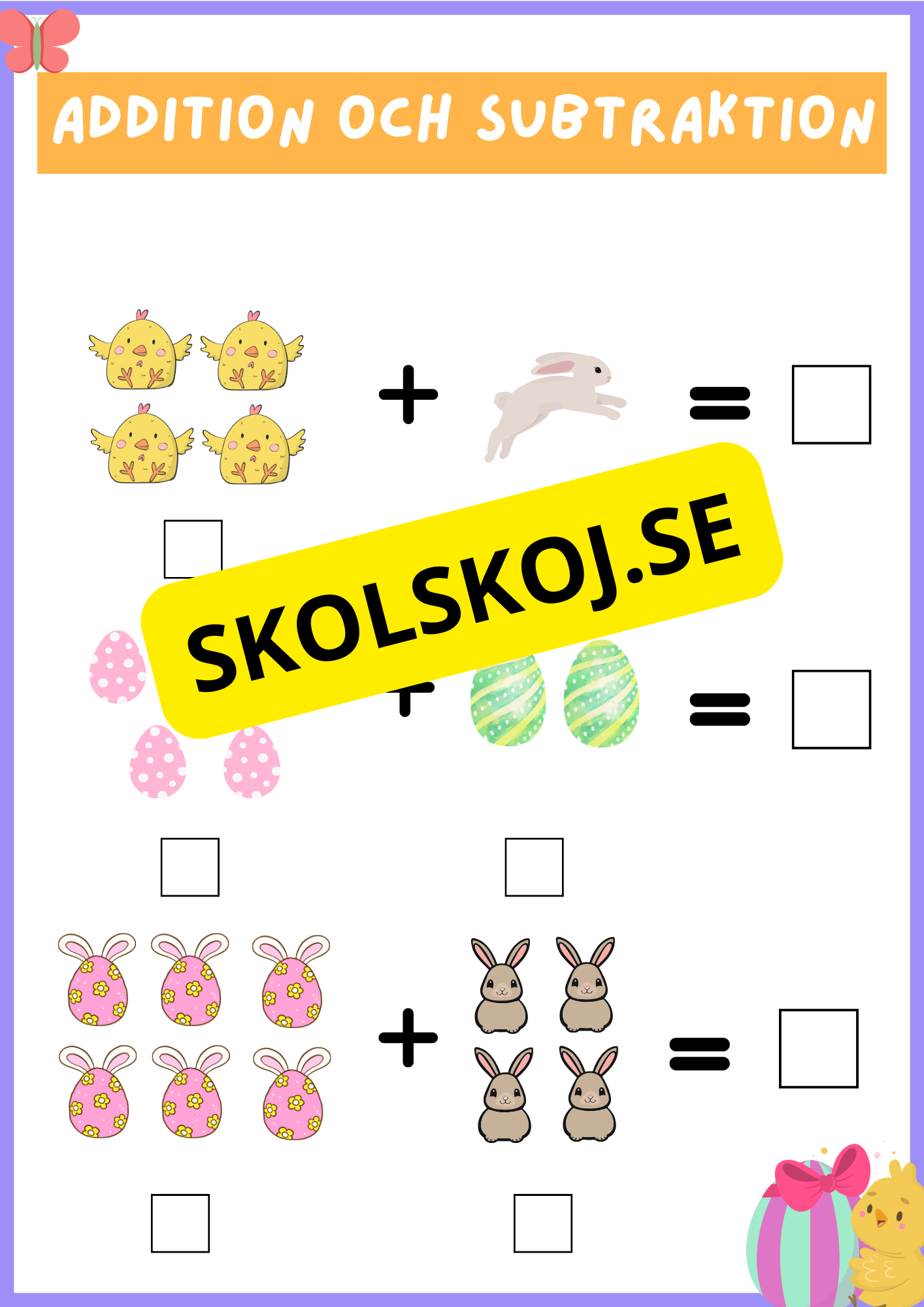 Addition och subtraktion - Tema påsk