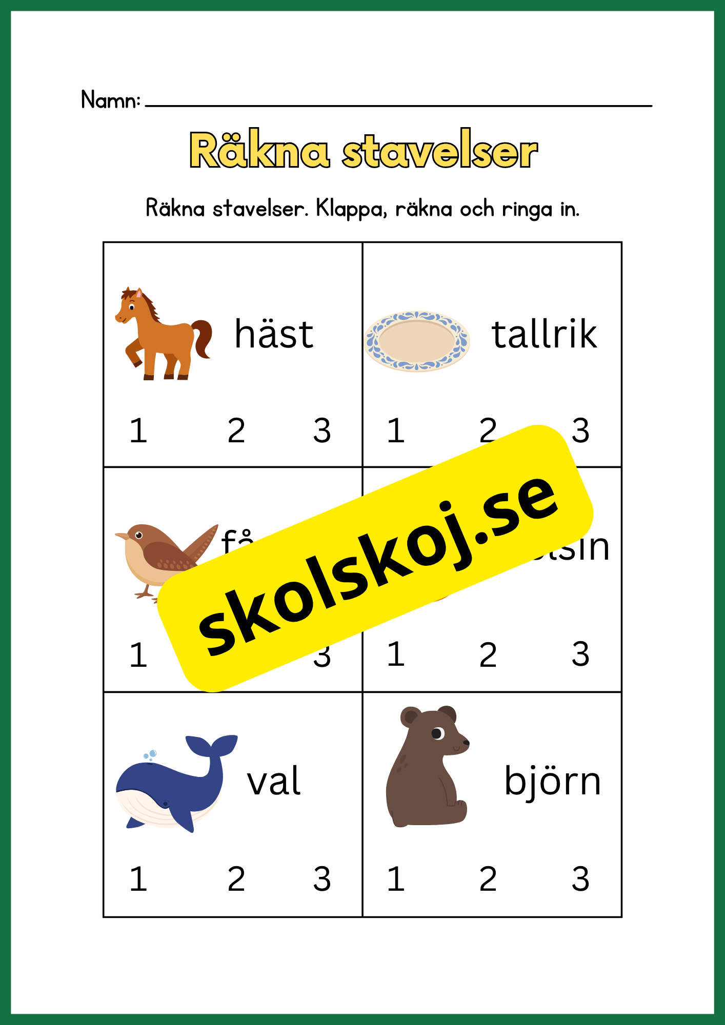 Räkna stavelser - Häfte